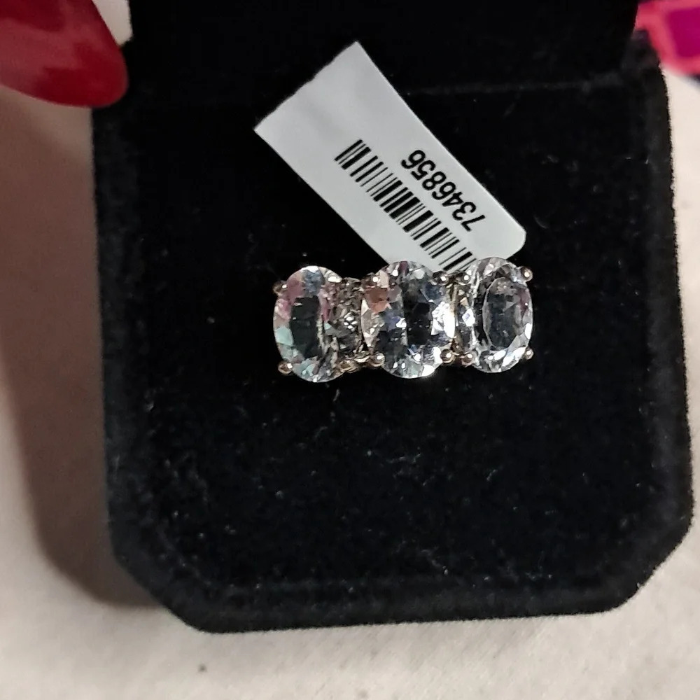 Elegant Silver Triple Stone Ring